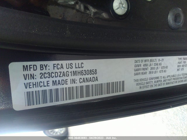Dodge Challenger Sxt 2021 2C3CDZAG1MH630858 Image 9
