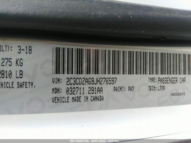 2C3CDZAG9JH276597 Dodge Challenger Sxt