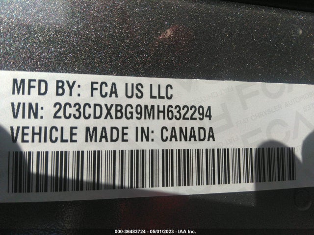 2021 DODGE CHARGER SXT VIN: 2C3CDXBG9MH632294
