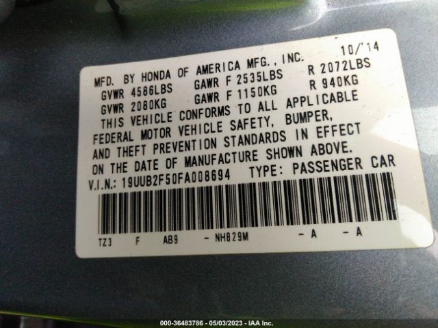 19UUB2F50FA008694 Acura Tlx V6 Tech