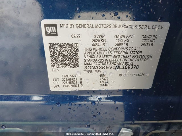 Chevrolet EQUINOX LT 2022 3GNAXKEV1NL169378 Image 9