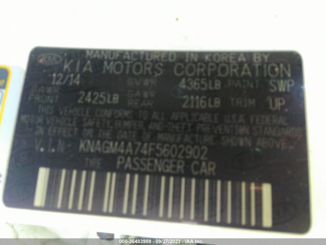 KNAGM4A74F5602902 KIA Optima Lx