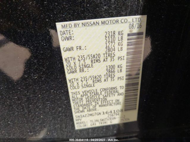 5N1AZ2MG7GN164108 Nissan Murano Platinum