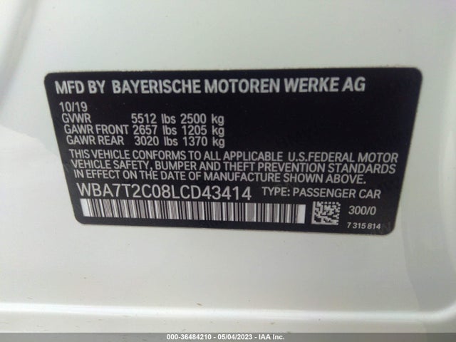 BMW 7 Series 740i 2020 аукцион фото