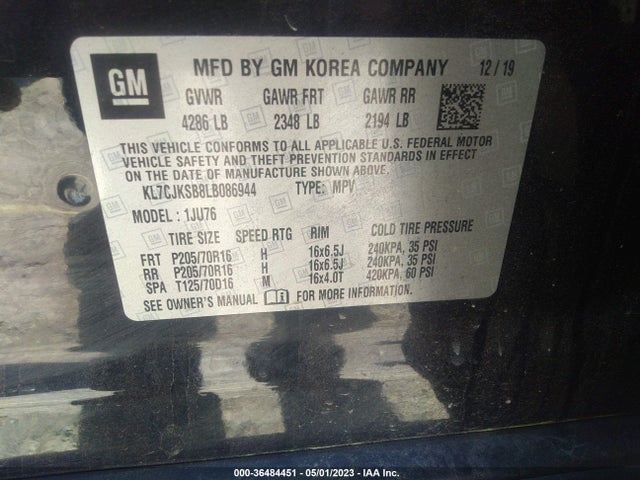 Chevrolet TRAX LS 2020 KL7CJKSB8LB086944 Image 9