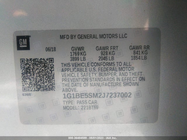 Chevrolet CRUZE LT 2018 1G1BE5SM2J7237002 Image 10