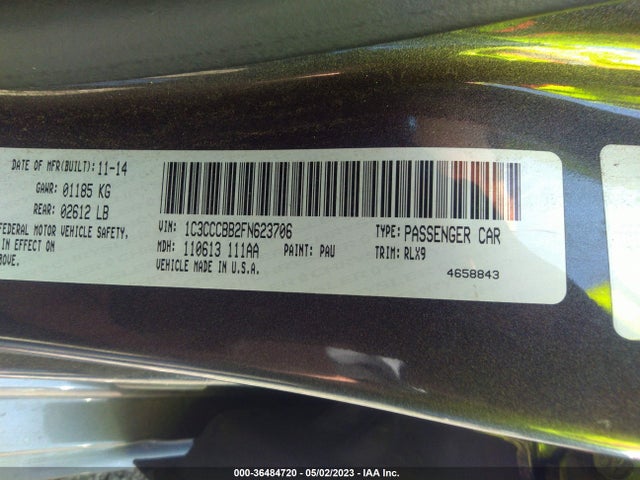2015 CHRYSLER 200 S VIN: 1C3CCCBB2FN623706