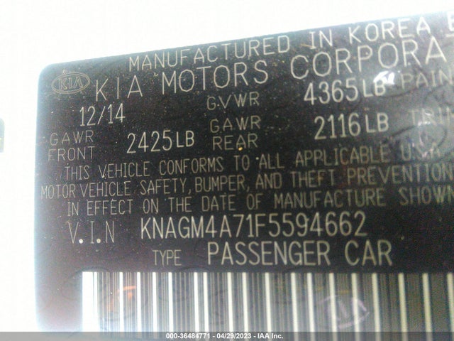 KIA Optima Lx 2015 KNAGM4A71F5594662 Image 9