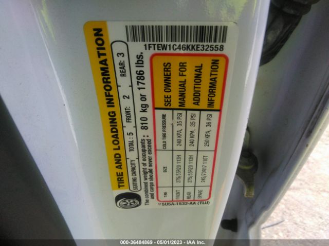 1FTEW1C46KKE32558 Ford F-150 Xl/xlt/lariat
