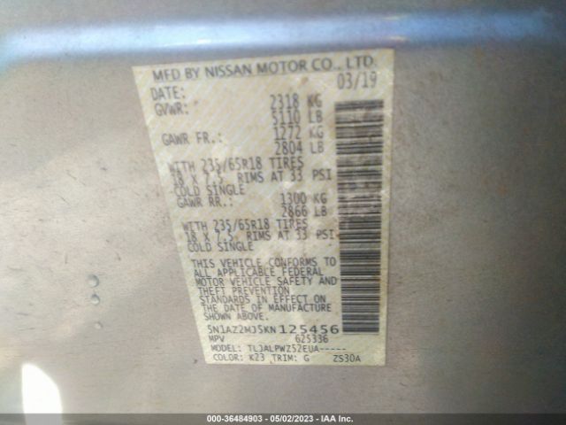 5N1AZ2MJ5KN125456 Nissan MURANO S