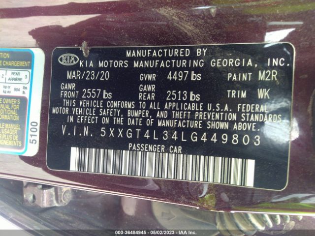 5XXGT4L34LG449803 KIA Optima Lx