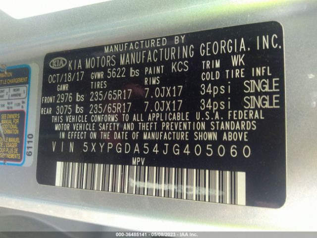 5XYPGDA54JG405060 KIA Sorento Lx V6