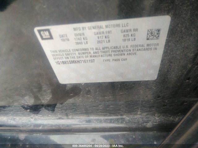 Chevrolet CRUZE LT 2017 1G1BE5SMXH7161197 Image 9