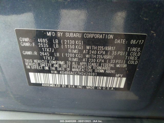 4S4BSACC7H3429091 Subaru Outback Premium