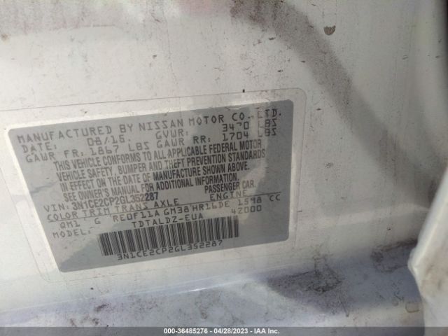 3N1CE2CP2GL352287 Nissan Versa Note S/s Plus/sv/sr/sl