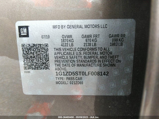 Chevrolet MALIBU LT 2020 1G1ZD5ST0LF008142 Image 9