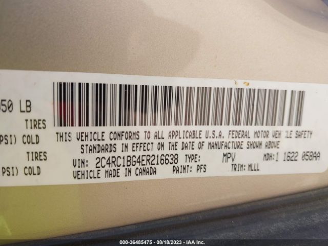 2C4RC1BG4ER216638 Chrysler Town & Country Touring