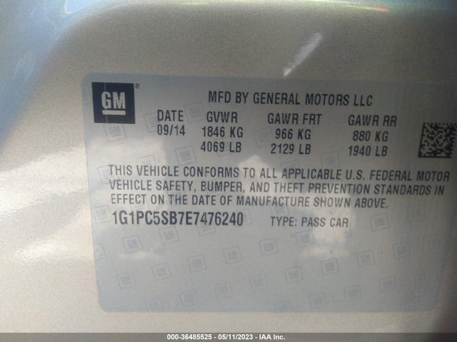 Chevrolet Cruze 1lt 2014 1G1PC5SB7E7476240 Image 11