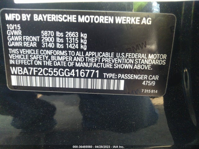 BMW 7 Series 750i Xdrive 2016 WBA7F2C55GG416771 Image 10