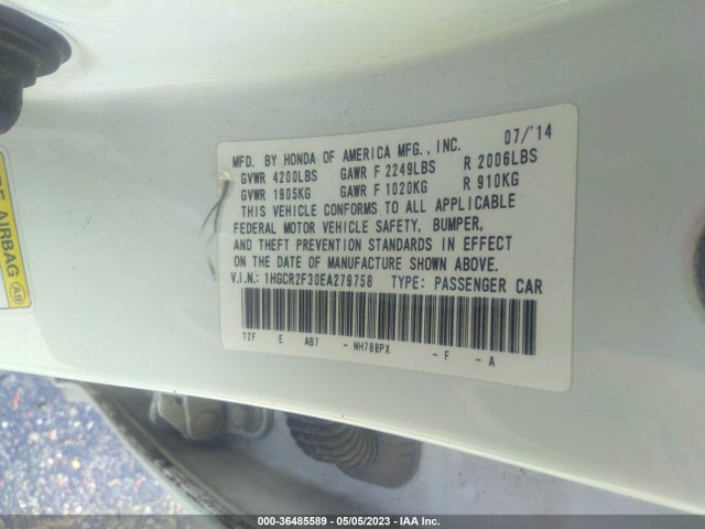 Honda Accord Sedan Lx 2014 1HGCR2F30EA279758 Image 10
