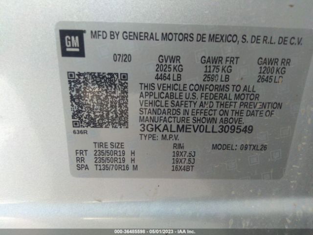 3GKALMEV0LL309549 GMC Terrain Sle