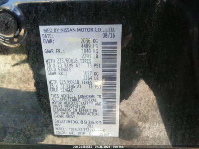 5N1AT2MT9GC893639 Nissan Rogue Sl