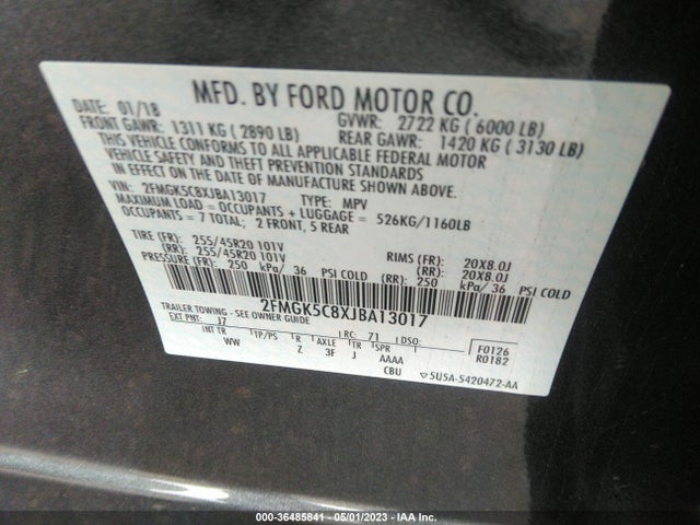 Ford FLEX SEL 2018 2FMGK5C8XJBA13017 Image 10