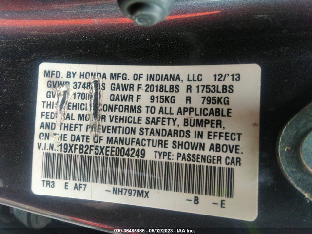 Honda Civic Sedan Lx 2014 19XFB2F5XEE004249 Image 9