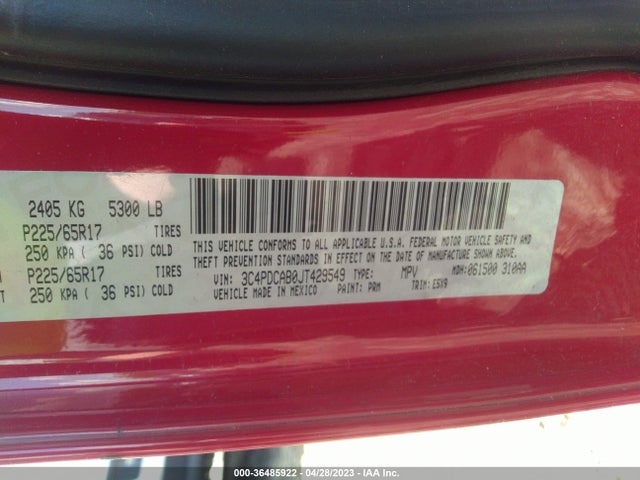 Dodge JOURNEY SE 2018 3C4PDCAB0JT429549 Image 8