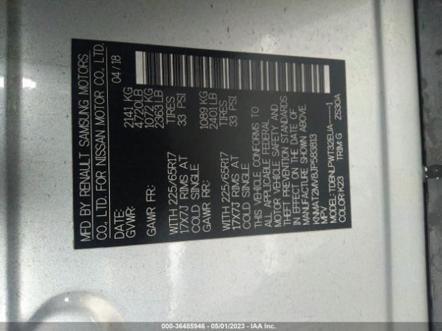 KNMAT2MV8JP583813 Nissan ROGUE S