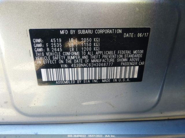 4S3BNAC62H3068777 Subaru Legacy Premium