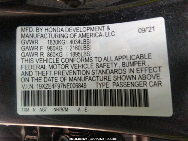 Honda Insight Touring 2022 19XZE4F97NE006849 Image 10