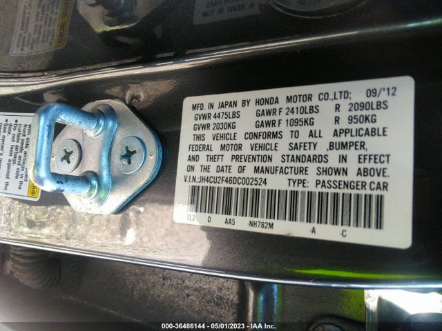 2013 ACURA TSX VIN: JH4CU2F46DC002524