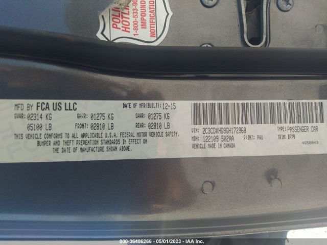 2C3CDXHG9GH172968 Dodge Charger Sxt