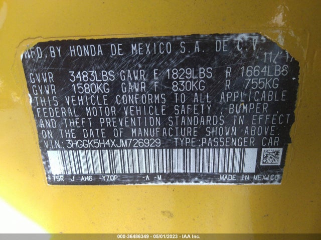 Honda FIT LX 2018 3HGGK5H4XJM726929 Image 9