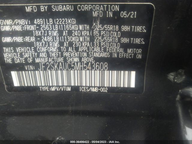 JF2SKAUC5MH543608 Subaru Forester Limited