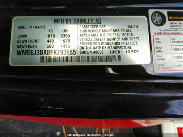 WMEEJ3BA8FK793685 Smart Fortwo Passion/pure