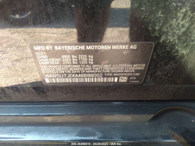 3MW5U7J06M8B88002 BMW 3 Series M340i