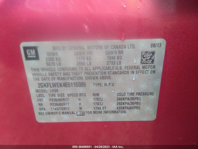2GKFLWEK4E6116089 GMC Terrain Sle