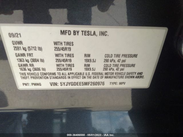 5YJYGDEE5MF260976 Tesla Model Y Long Range