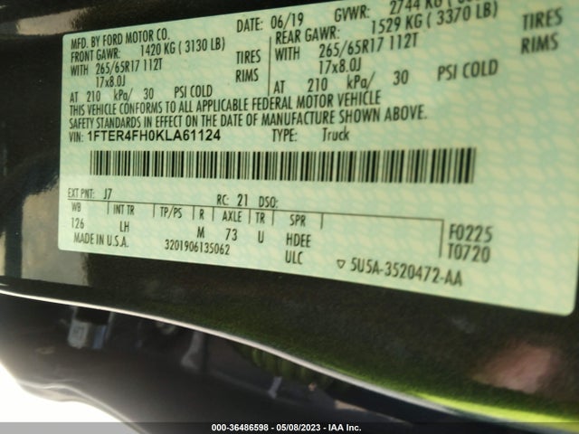 1FTER4FH0KLA61124 Ford Ranger Xlt