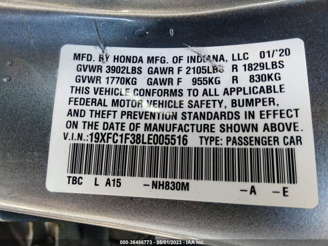 Honda Civic Sedan Ex 2020 19XFC1F38LE005516 Image 9