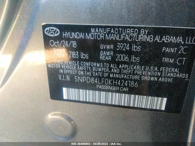 Hyundai ELANTRA SEL 2019 5NPD84LF0KH424186 Image 10