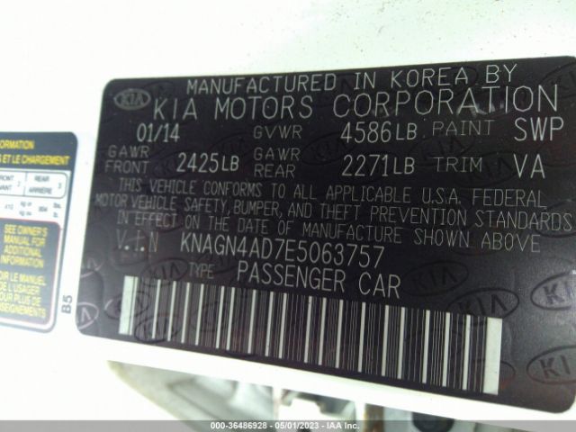 KNAGN4AD7E5063757 KIA Optima Hybrid Ex