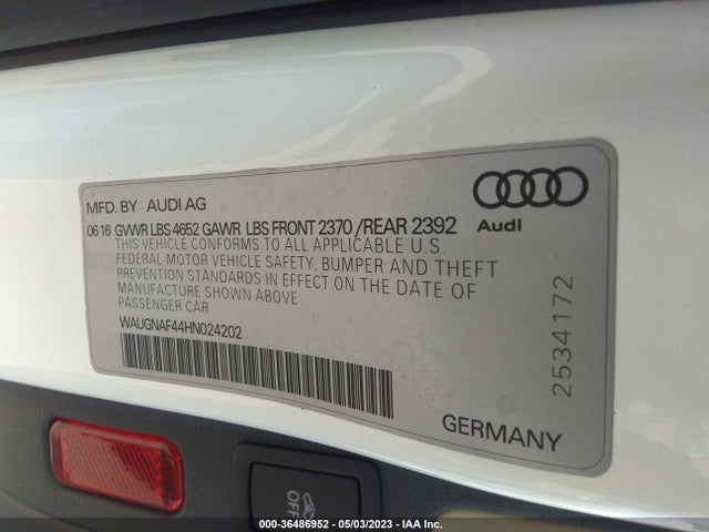 WAUGNAF44HN024202 Audi A4 PREMIUM