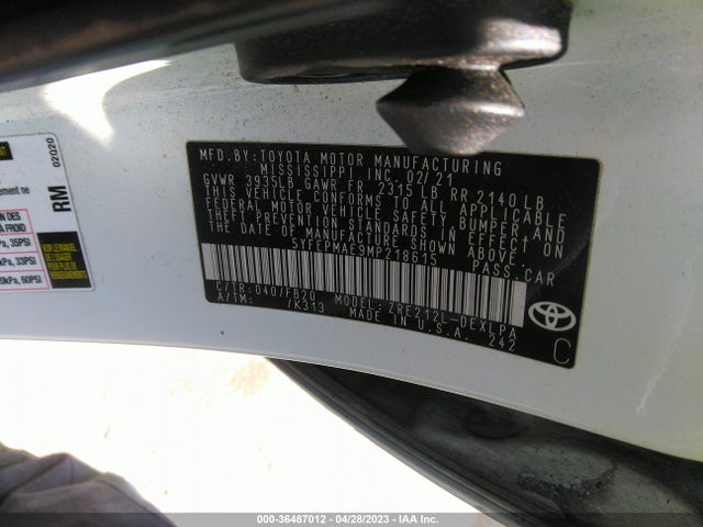 Toyota COROLLA LE 2021 5YFEPMAE9MP218615 Image 10
