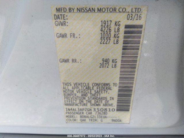 1N4AL3AP2GN350810 Nissan ALTIMA 2.5