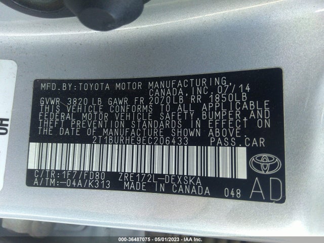 Toyota Corolla L/le/s/s Plus/le Plus 2014 2T1BURHE9EC206433 Image 11