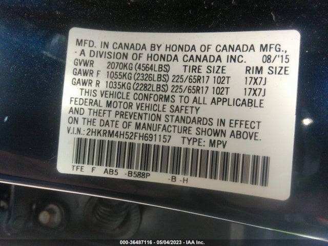 Honda CR-V EX 2015 2HKRM4H52FH691157 Image 10