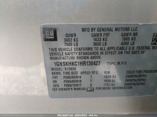 Chevrolet Suburban Lt 2017 1GNSKHKC1HR138427 Image 10